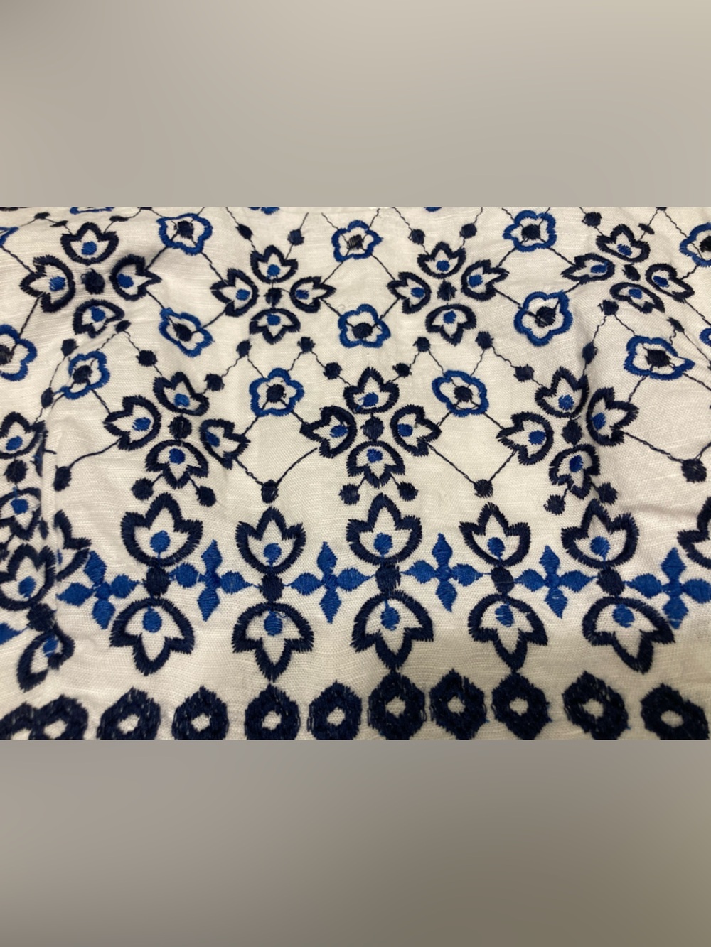 NWT LOFT white dress with blue and black embroidered bodice. - Picture 4 of 5